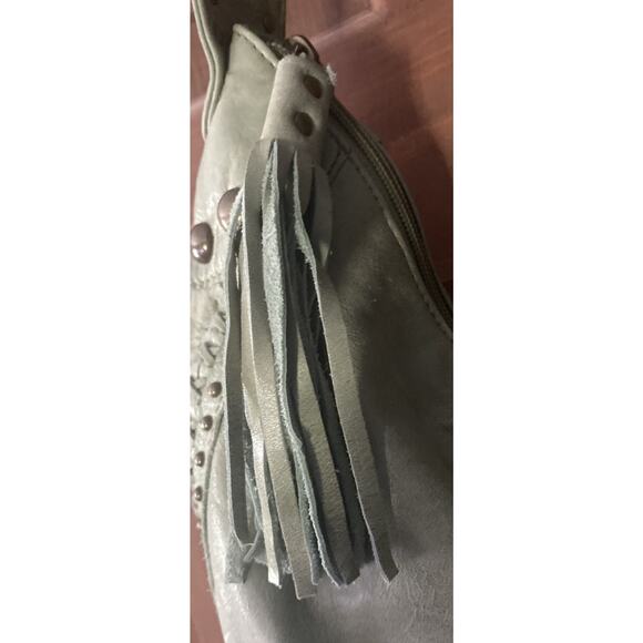 Vintage Women's Fossil Green Slouch Hobo Shoulder Bag Purse Leather Top Handle - Picture 6 of 16